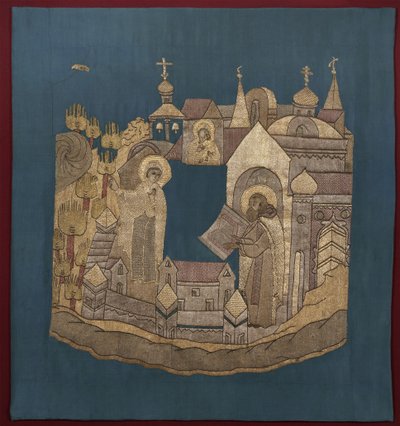 Guds moders framträdande för den helige Cyril av Belozersk i Simonovklostret Podea, 16201635 av Ancient Russian Art