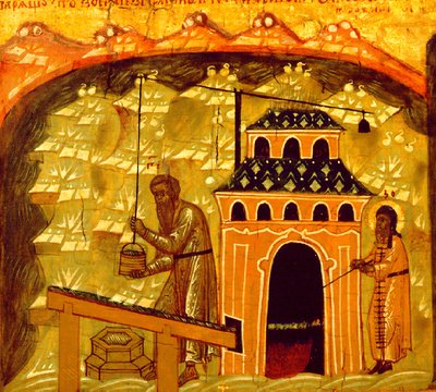 Saltproduktion i Solovetsky Transfiguration Monastery på Solovetsky Islands, 1600-talet av Ancient Russian Art