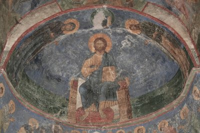 Kristus tronade världens frälsare, 1100-talet av Ancient Russian frescos