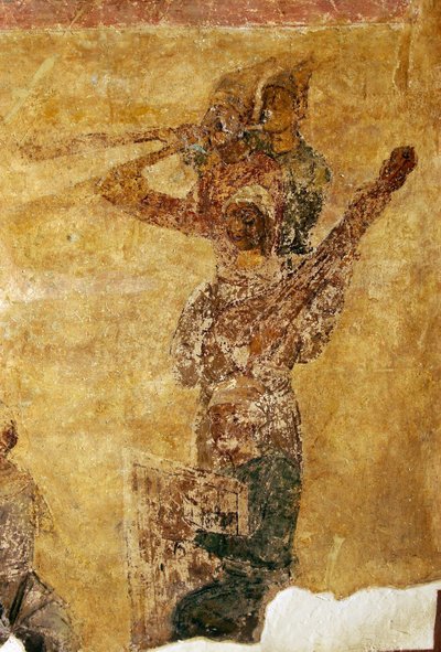 Musiker och akrobater detalj av Ancient Russian frescos