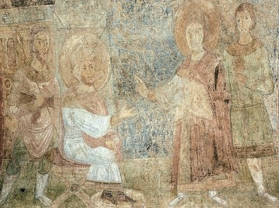 Saint George före kejsar Diokletianus av Ancient Russian frescos