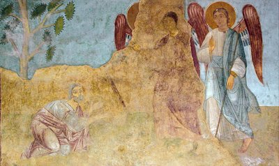 Abrahams gästfrihet Gamla testamentets treenighet av Ancient Russian frescos