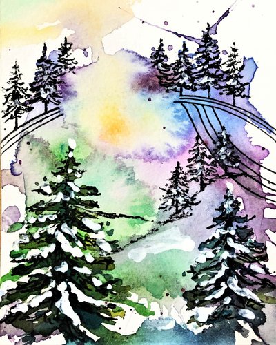Den färgglada vinterskogen av Anda Bieza
