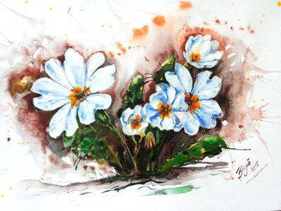 Färgsprakande akvarellblommor av Anda Bieza