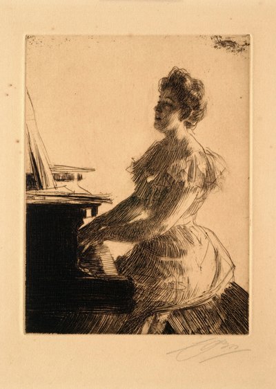 Vid pianot (fröken Anna Burnett) av Anders Leonard Zorn