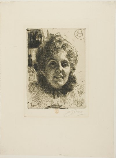 Aurore (Mrs. Aurore Klintberg, née Oxenstierna, Head) av Anders Leonard Zorn