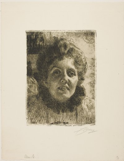Aurore (Mrs. Aurore Klintberg, née Oxenstierna, Head) av Anders Zorn