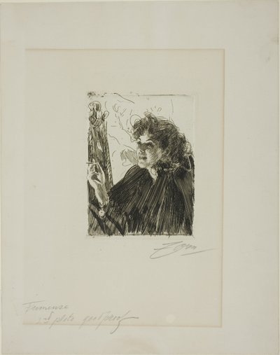 Flicka med en cigarett II av Anders Leonard Zorn