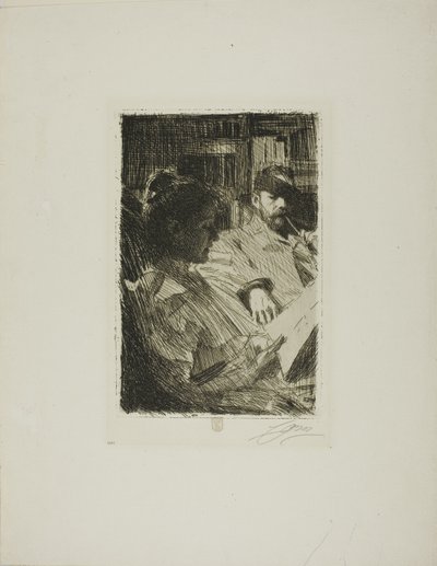 Reading (Mr. och Mrs. Ch. Deering) av Anders Leonard Zorn