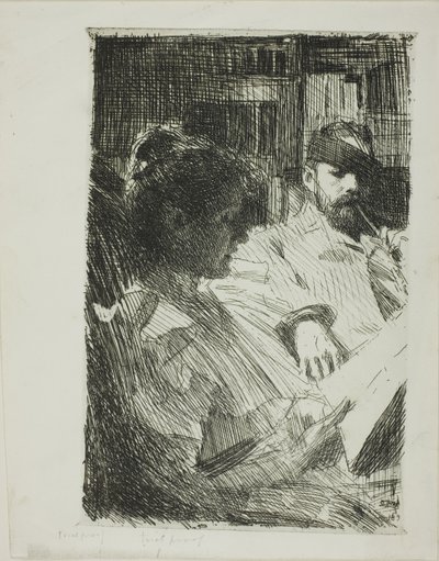 Reading (Mr. och Mrs. Ch. Deering) av Anders Leonard Zorn