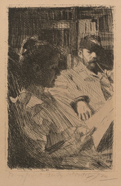 Läsning (herr och fru Ch. Deering) av Anders Zorn