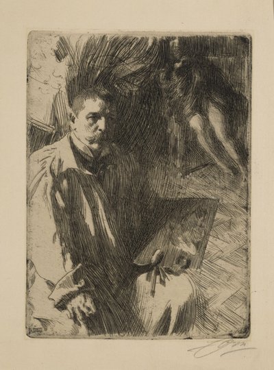 Självporträtt med modell II av Anders Zorn