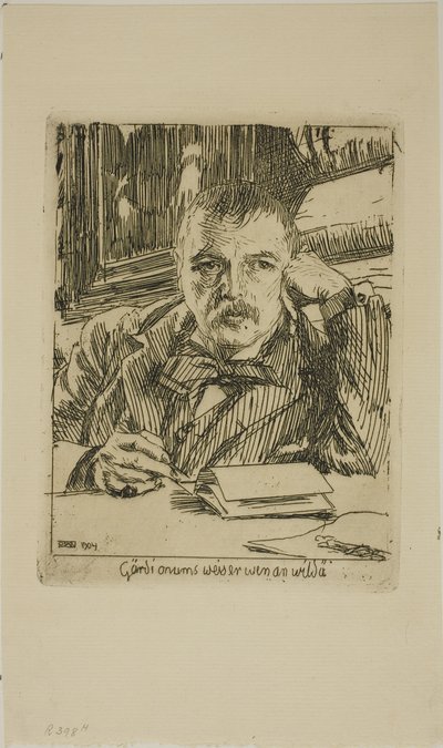 Självporträtt med inskription av Anders Leonard Zorn