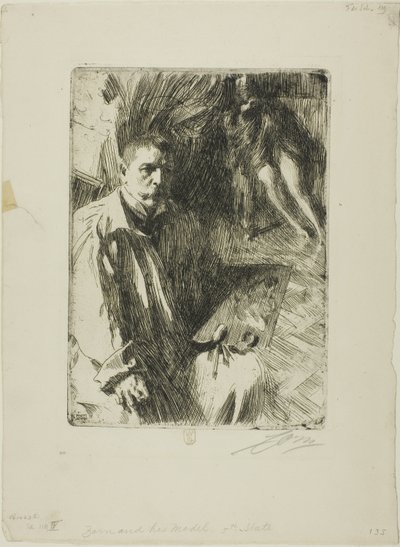 Självporträtt med Model II av Anders Leonard Zorn