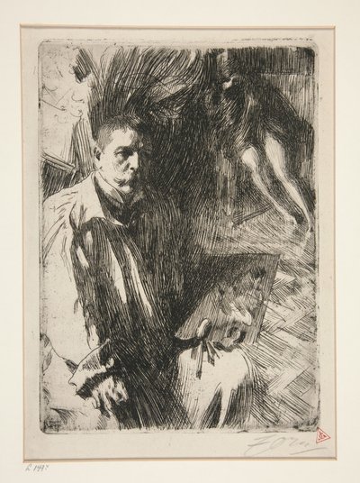Självporträtt med modell II av Anders Zorn