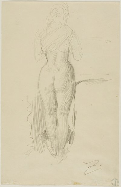 Stående kvinnofigur sedd bakifrån av Anders Zorn
