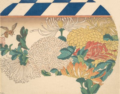 Krysantemum i solfjäderformad design, 1840-tal, 1840-tal. av Ando Hiroshige