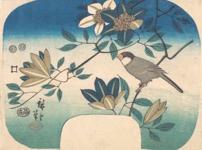 Klematis och fågel, 1852., 1852. av Ando Hiroshige