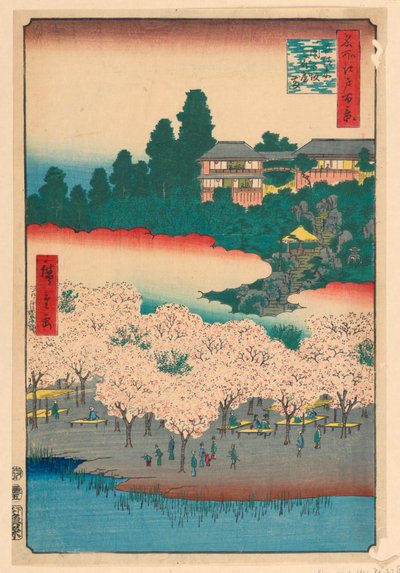 Flower Pavilion, Dango Hill, Sendagi (Sendagi, Dango-zaka Hana-yashiki) Från serien Hundra berömda utsikter över Edo av Ando Hiroshige