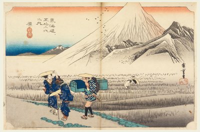 Hara, Fuji vid gryningen, i The Fifty-Three Stations of the Tokaido Road (Tokaido Gojusan Tsugi-no Uchi) av Ando Hiroshige