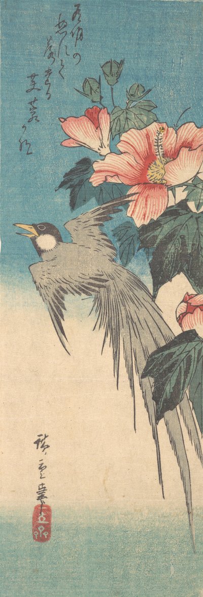 Hibiscus Mutabilis och långsvansfågel, ca. 1842, ca. 1842. av Ando Hiroshige