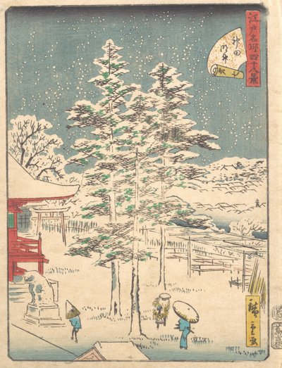 Kanda Temple Snow, 1861, 1861. av Ando Hiroshige