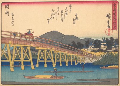 Okazaki, från serien The Fifty-three Stations of the Tokaido Road, tidigt..., tidigt 1900-tal. av Ando Hiroshige