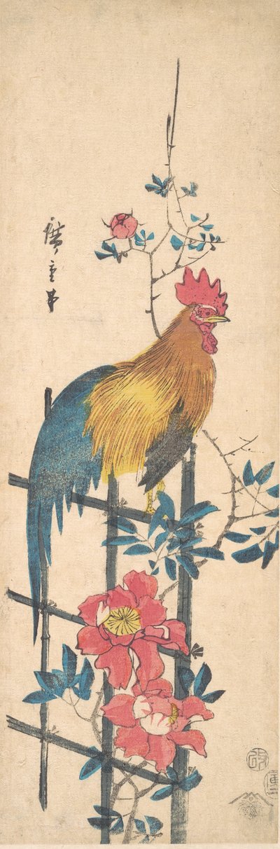Pion och hane, 1854., 1854. av Ando Hiroshige
