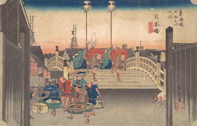 Stations One: Morgonvy över Nihonbashi, ca. 1833-34., ca. 1833-34. av Ando Hiroshige