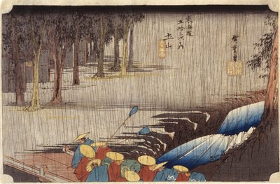 (Figurer på bron i regn) av Ando or Utagawa Hiroshige