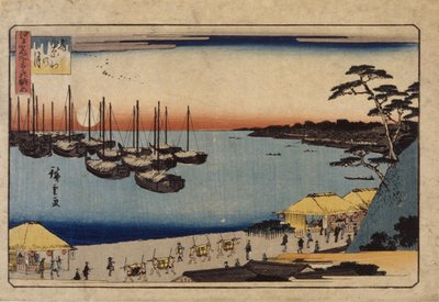 (Segelbåtar i hamnen) av Ando or Utagawa Hiroshige