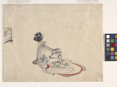 A Woman bowing (bläck och färg på papper) av Ando or Utagawa Hiroshige