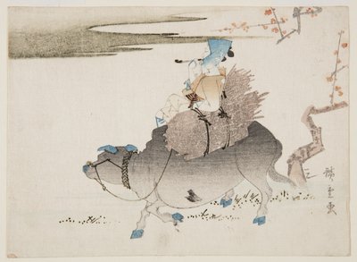 Boskapsman och en ko (trätryck i färg) av Ando or Utagawa Hiroshige