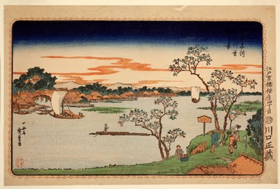 Cherry Trees in Leaf Beside the Sumida River, från serien Famous Sites in the Eastern Capital, c.1831 (träblock i färg) av Ando or Utagawa Hiroshige