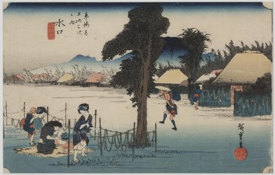 Berömda torkade kalebassspån av Ando or Utagawa Hiroshige