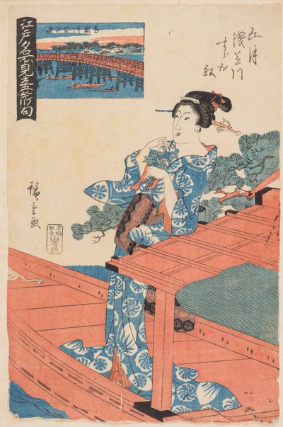 Femte porten den (maj) av Ando or Utagawa Hiroshige