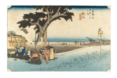 Fukuroi: Tebod från serien The Fifty-three Stations of the Tokaido, ca 1831-1834 (träsnitt på papper) av Ando or Utagawa Hiroshige