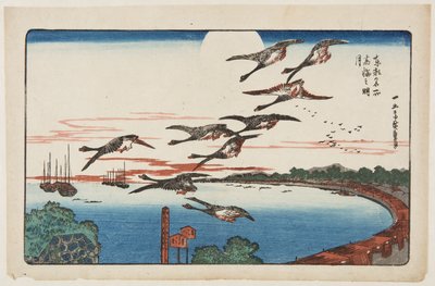 Fullmåne över Takanawa (Takanawa no meigetsu) (träblock i färg) av Ando or Utagawa Hiroshige