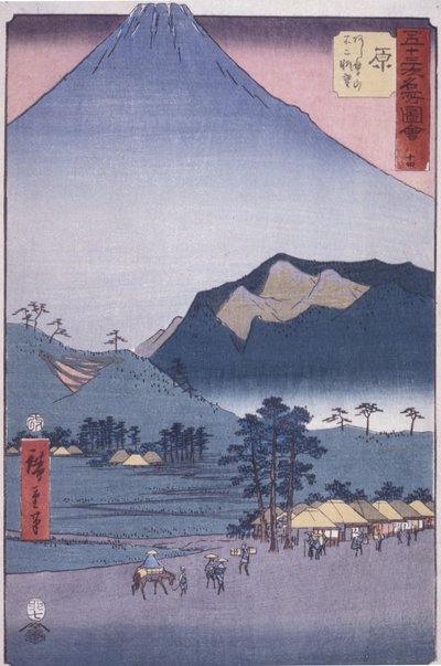 Hara: View Of Ashitakayama och Fuji (träblock i färg) av Ando or Utagawa Hiroshige