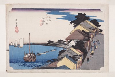 Kanagawa: View of the Bankment (Kanagawa, dai no kei) (träblockstryck i färg) av Ando or Utagawa Hiroshige