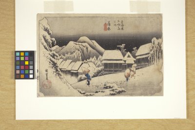 Kanbara, Night Snow (Color Woodcut) av Ando or Utagawa Hiroshige