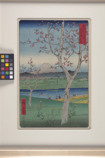 Koshigaya i Musashi-provinsen (Musashi Koshigaya) (träblock i färg) av Ando or Utagawa Hiroshige
