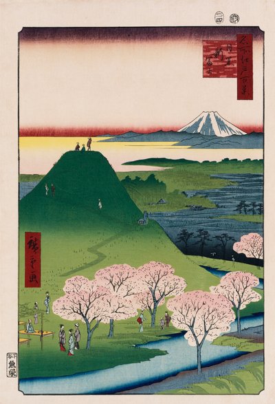 New Fuji, Meguro, från serien "One Hundred Views of Famous Places in Edo" av Ando or Utagawa Hiroshige