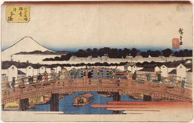 Nihonbashi (träblock i färg) av Ando or Utagawa Hiroshige