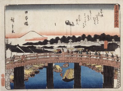 Nihonbashi (träblock i färg) av Ando or Utagawa Hiroshige
