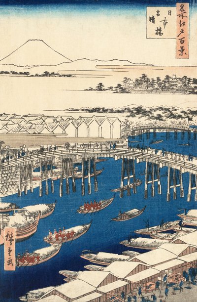 Nihonbashi, Cair Hayashi g af hand r S w av Hiroshige Utagawa av Ando or Utagawa Hiroshige
