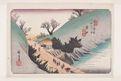Nr 16, Annaka (trätryck i färg) av Ando or Utagawa Hiroshige