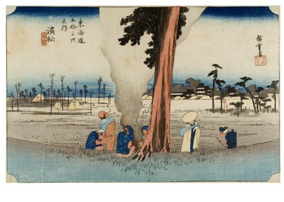 Nr 30 Hamamatsu - En ödslig vinterscen, Edo-perioden, ca 1833-34 (träsnitt på papper) av Ando or Utagawa Hiroshige