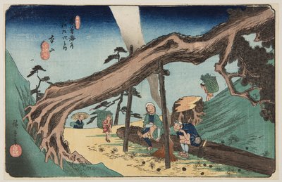 Nr 33, Motoyama (träblock i färg) av Ando or Utagawa Hiroshige