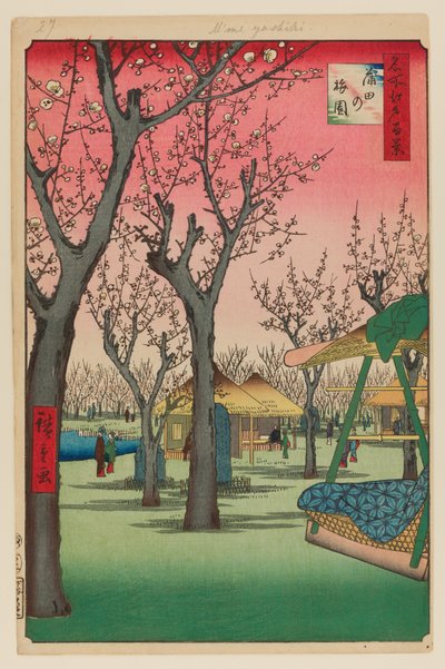 Plommonträdgård, Kamata (Kamata no Umezono) av Ando or Utagawa Hiroshige